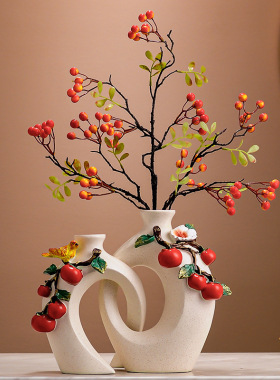 新中式柿柿如意花瓶摆件乔迁礼