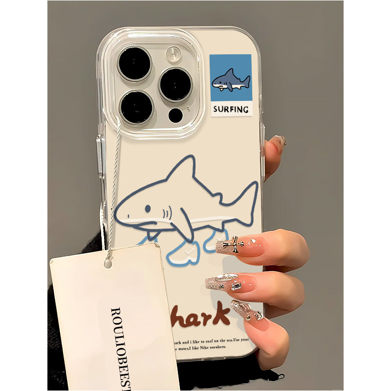 卡通鞋子鲨鱼适用iPhone16pro手机壳13苹果15promax创意14女17华为mate60新款p70vivo小米15红米k80荣耀oppo