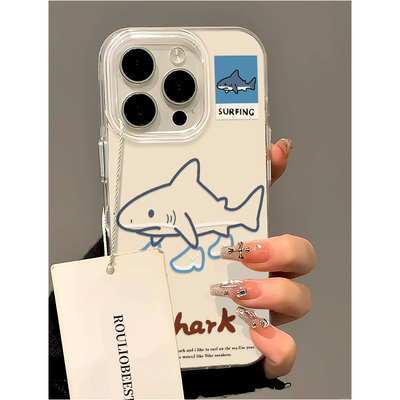 卡通鞋子鲨鱼适用iPhone16pro手机壳13苹果15promax创意14女17华为mate60新款p70vivo小米15红米k80荣耀oppo