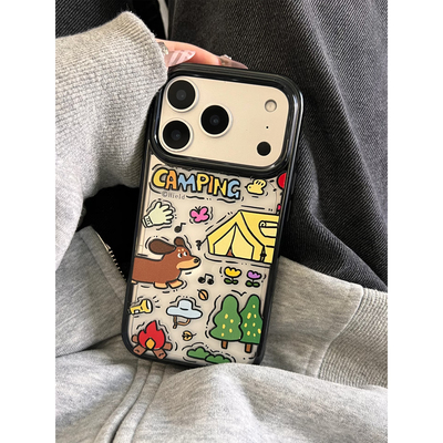 涂鸦小狗适用苹果16promax手机壳iphone14pro新款13卡通12日韩可爱11保护套17promax防摔15plus透明亚克力潮