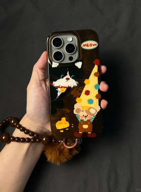黑猫老鼠适用苹果15promax手机壳iphone16pro可爱12华为mate60新款手链vivos19小米14红米note13荣耀oppok70