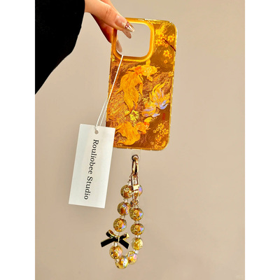 金色锦鲤插画手机壳小众金色手链