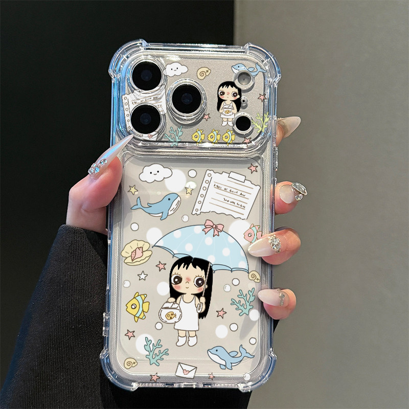 涂鸦雨伞小玉适用iPhone18promax手机壳16苹果17pro华为mate80小米17荣耀500卡通VIVOx300防摔OPPO红米note14