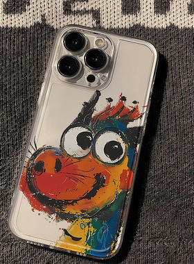 油画恐龙适用苹果16promax手机壳iphone15新款mate60国风14红米note13防摔k70小米华为pura70软壳vivoppo荣耀