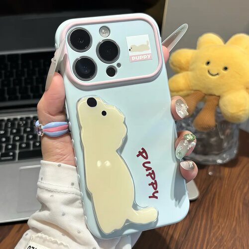 趴趴小狗支架适用iPhone17Promax手机壳苹果16华为mate80小米17pro时尚14荣耀500软壳OPPO红米note15VIVOx300