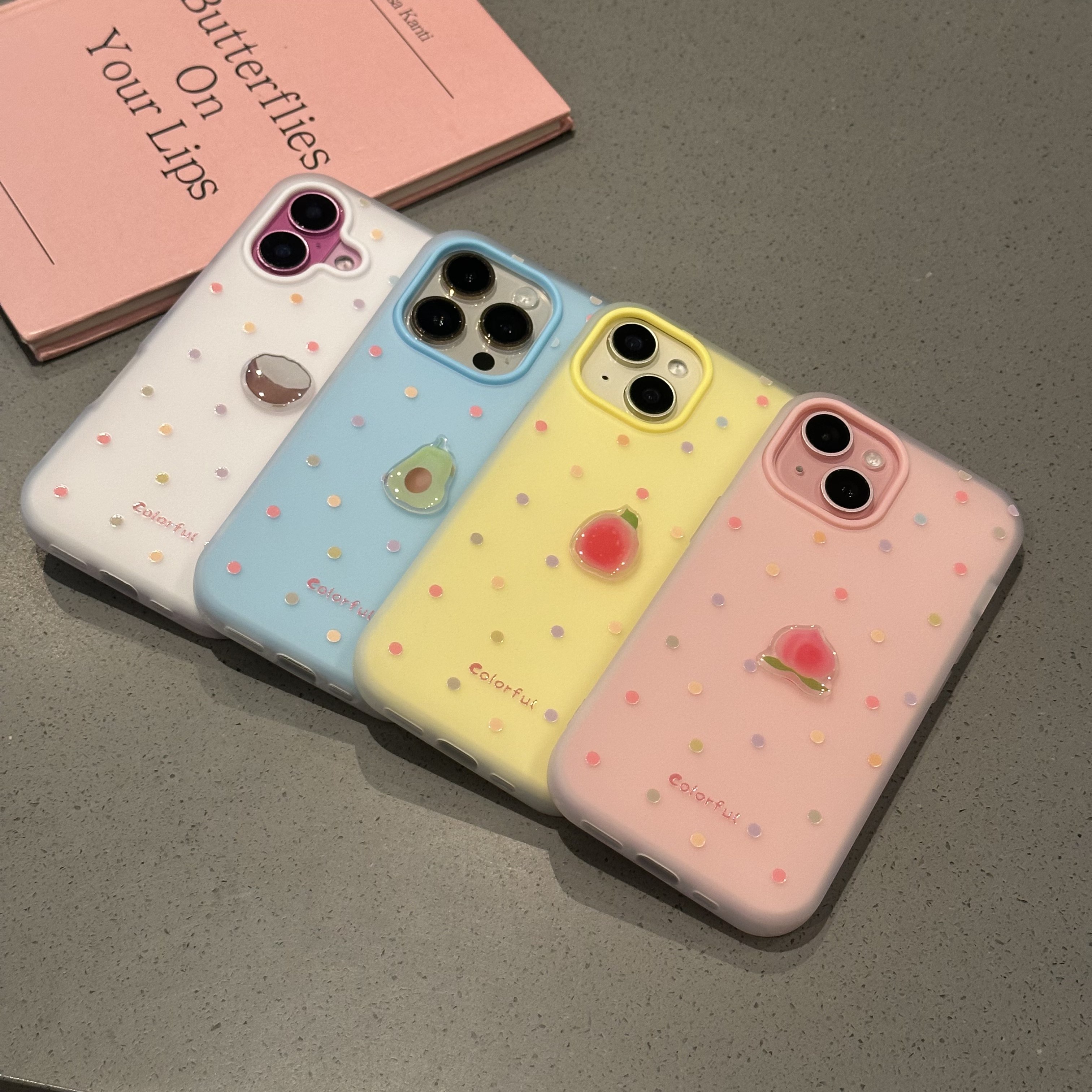 小水果贴件适用苹果16promax手机壳iphone14pro新款13卡通12日韩17可爱女11保护套15promax防摔plu肤感果冻壳