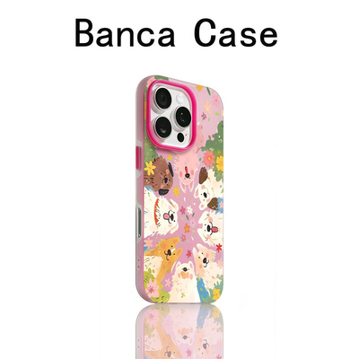 春日满屏小狗适用苹果16promax手机壳iphone14pro新款13卡通12日韩可爱17保护套15promax防摔15plus肤感果冻