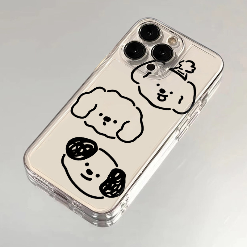 涂鸦小狗手机壳防摔简约全包透明