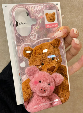 巴塞罗熊猪适用苹果15promax手机壳iphone16pro可爱12华为mate60新款pura70vivo小米14红米note13荣耀oppok70