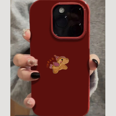 新年晕染小马适用苹果16promax手机壳iphone14pro新款13promax卡通12日韩可爱11全包15防摔17pro酒红果冻壳16