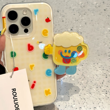 啤酒小人适用iPhone16pro手机壳13苹果15promax个性12/11华为mate60新款p70摇摇乐vivo小米14红米k70荣耀oppo