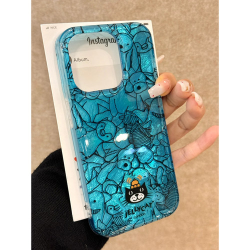 新款线条抽象猫咪手机壳高级感