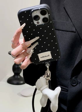 ins个性波点小狗狗适用苹果16promax手机壳iphone14pro新款15promax日韩13小众12保护套11皮纹软壳mate60挂件