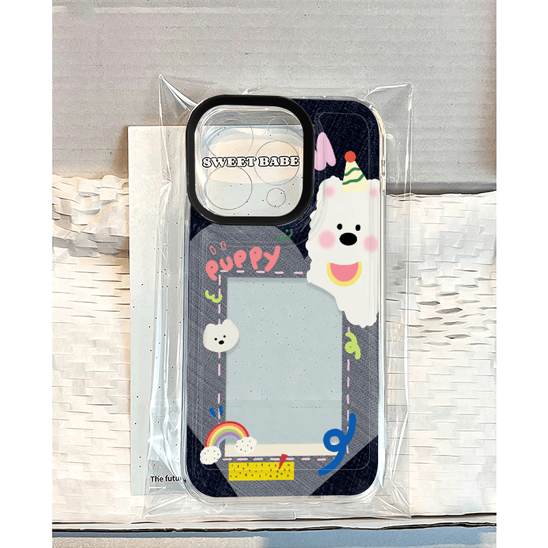 牛仔小狗相框适用苹果15promax手机壳iphone12/11卡通mate60红米note13防摔小米14华为pura70荣耀软壳vivoppo