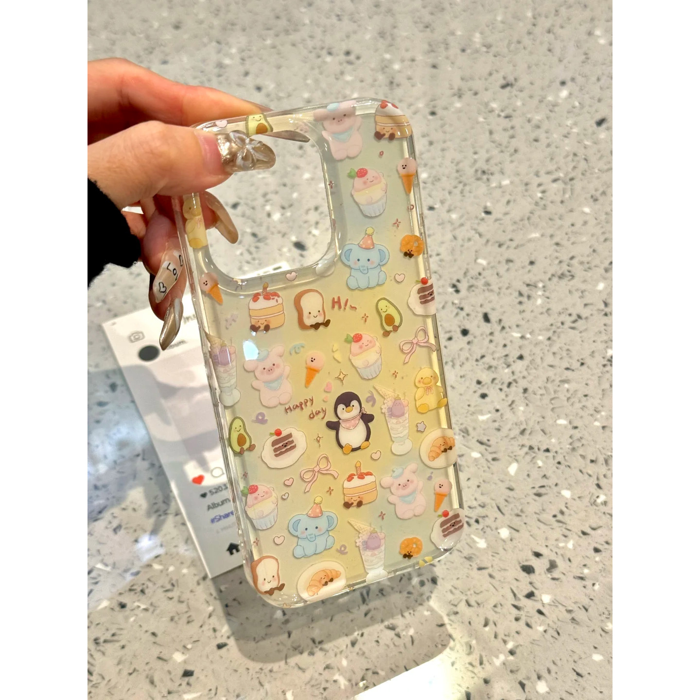 可爱卡通双层渐变插画手机壳