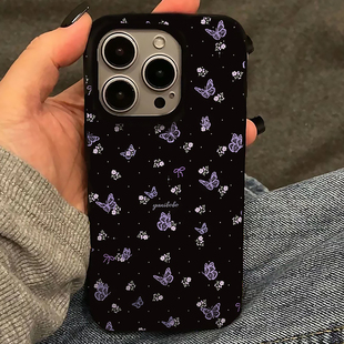 温柔碎花蝴蝶适用苹果16promax手机壳iphone14pro新款 13高级感12仙女11保护套15promax全包x硅胶xr软壳xsmax