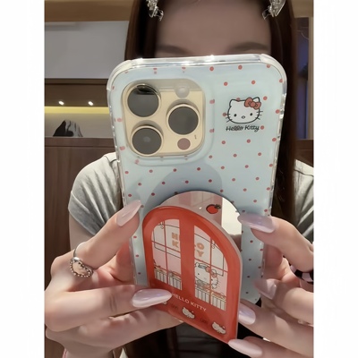 凯蒂猫镜面支架适用iPhone16pro手机壳14苹果15promax可爱12/11华为mate70新款k80潮vivo小米15荣耀oppo网红