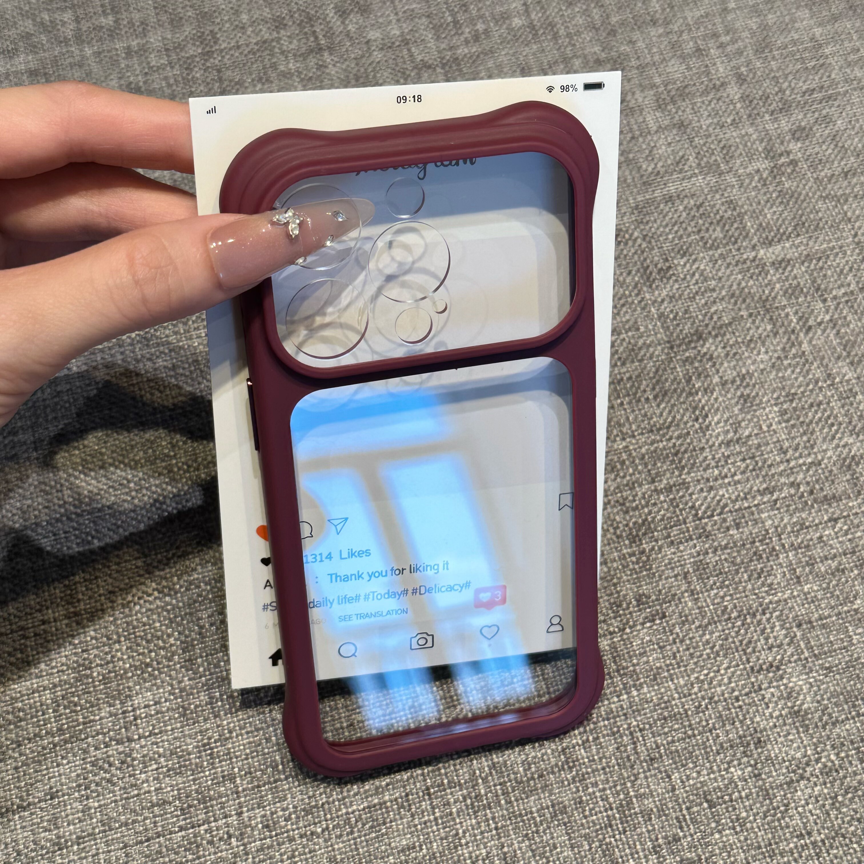 创意酒红适用iPhone17ProMax保护套苹果16promax四角防摔气囊壳15PRO高级感14pro透明13pm简约个性女男手机壳