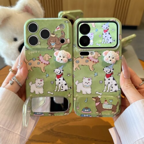 草地狗狗适用iPhone16promax手机壳苹果17菲林15华为p80小清新vivos30小米17pro支架opporeno14红米k80荣耀90