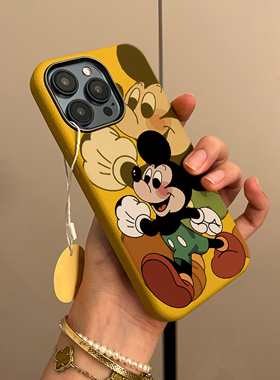 趣味米奇皮纹金属框适用苹果16promax手机壳iphone14pro新款13卡通12个性11保护套15promax全包防摔可爱软壳