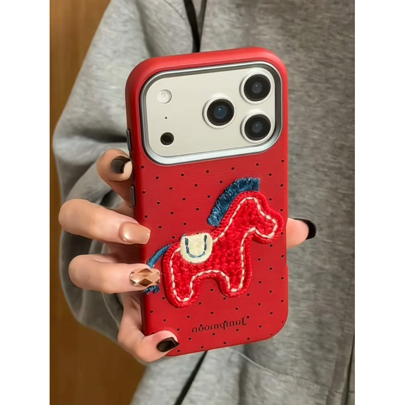 黑波点蓝头发红马适用苹果17promax手机壳新款iPhone1