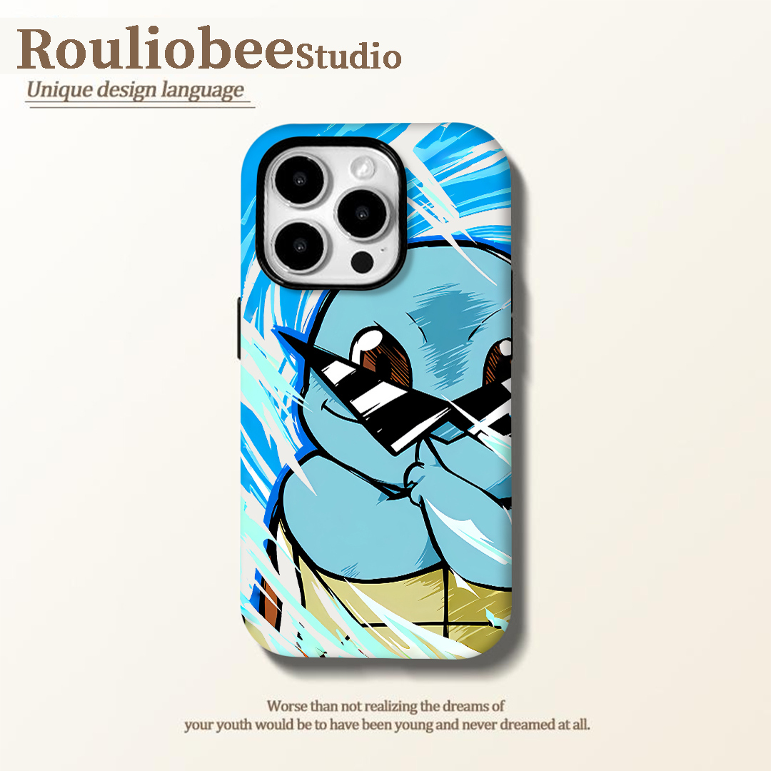 潮酷杰尼龟适用苹果16pro手机壳iphone15promax可爱12华为mate60新款p70卡通vivo小米14红米k60荣耀oppo菲林