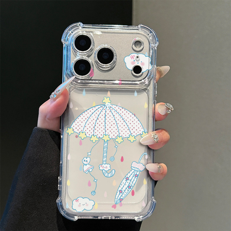彩色雨滴雨伞适用iPhone17promax手机壳15苹果16pro华为mate80小米17荣耀500抽象VIVOx300防摔OPPO红米note14