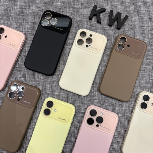 ins风液态大视窗适用苹果17Promax手机壳iPhone15promax液态硅胶16ro自带镜头膜13情侣款14简约高级12纯色11