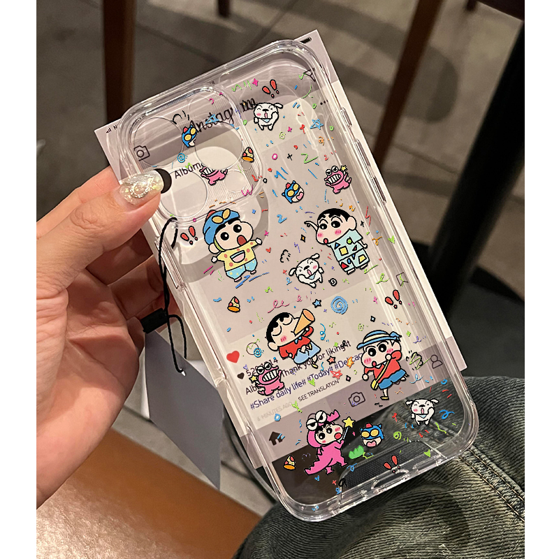 睡衣蜡笔小新适用iPhone16promax手机壳苹果13透明12华为mate70卡通vivox200小米15防摔oppo软壳红米k80荣耀