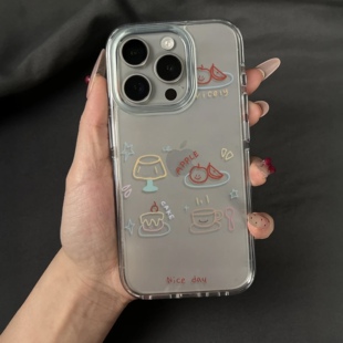 线条餐盘适用iphone16promax手机壳苹果17透明15华为mate70小清新vivo防摔oppo软壳红米note14荣耀300小米13