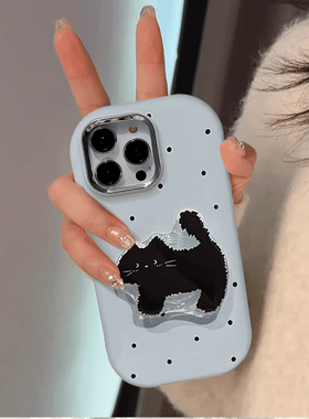 抽象猫咪支架适用苹果16promax手机壳iphone15pro可爱13华为mate70新款vivo小米15红米k80荣耀300小胖墩oppo