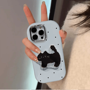 抽象猫咪支架适用苹果16promax手机壳iphone15pro可爱13华为mate70新款vivo小米15红米k80荣耀300小胖墩oppo