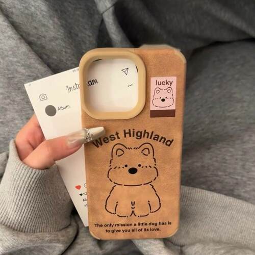 可爱可爱西高地翻毛皮手机壳防摔
