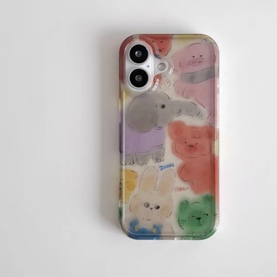 透色涂鸦动物适用iphone17promax手机壳15苹果16透明13华为mate70创意vivox200小米14防摔oppo红米k80荣耀300