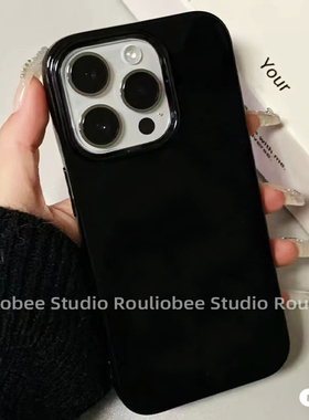 亮面黑色适用苹果17手机壳iphone16promax硅胶防摔12全包11高级感保护套14pro小红书Plus女ip15promax男13春