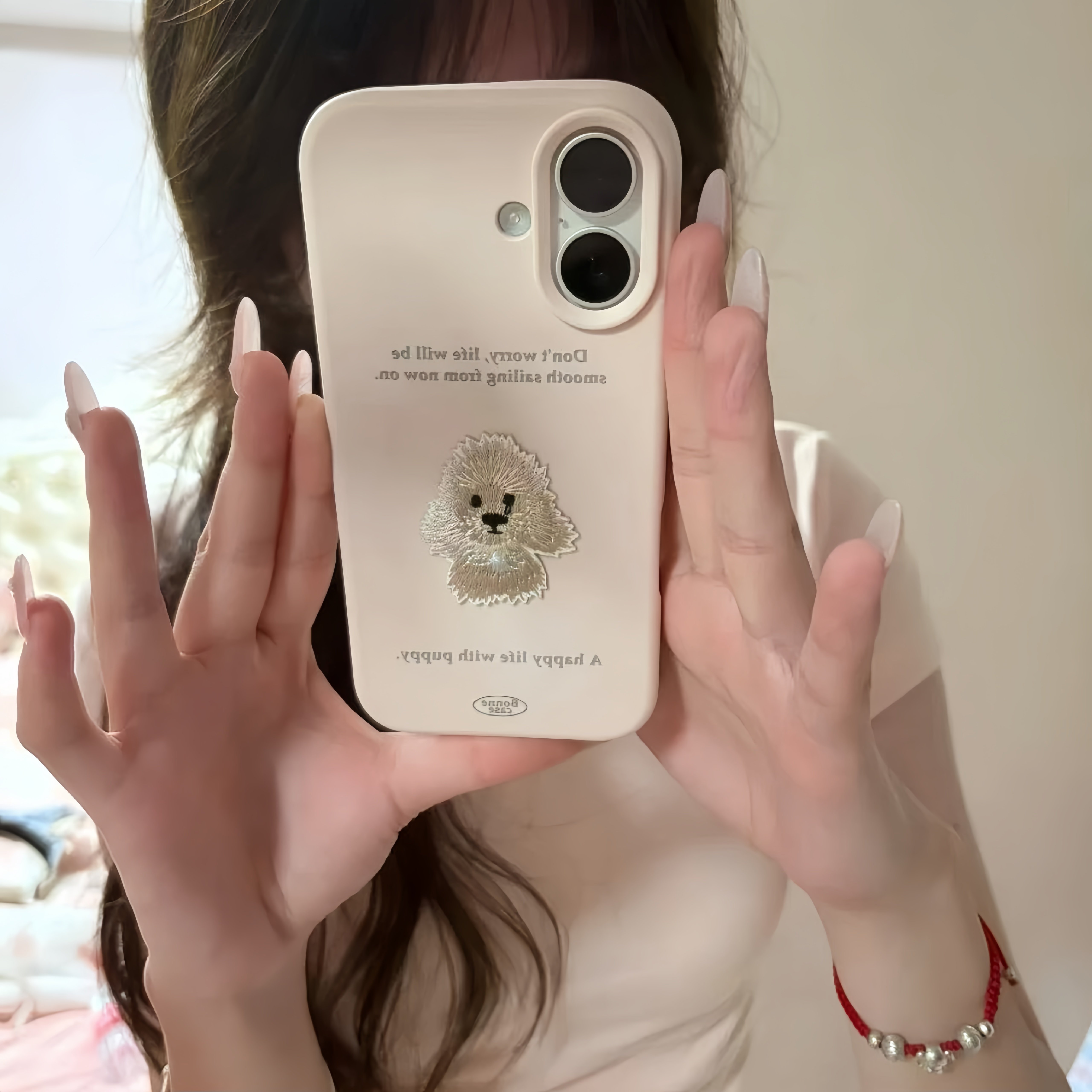 英文泰迪刺绣公仔适用苹果17promax手机壳iphone16p