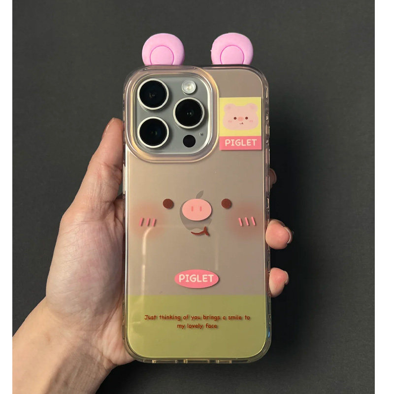 趣味可爱立体耳机小猪手机壳