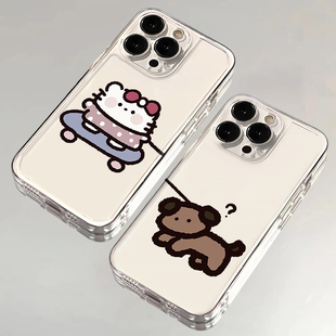 可愛情侶適用蘋果16promax手機殼iPhone15pro新款 12華為mate70卡通p70小米14軟殼vivooppo榮耀11紅米note13女
