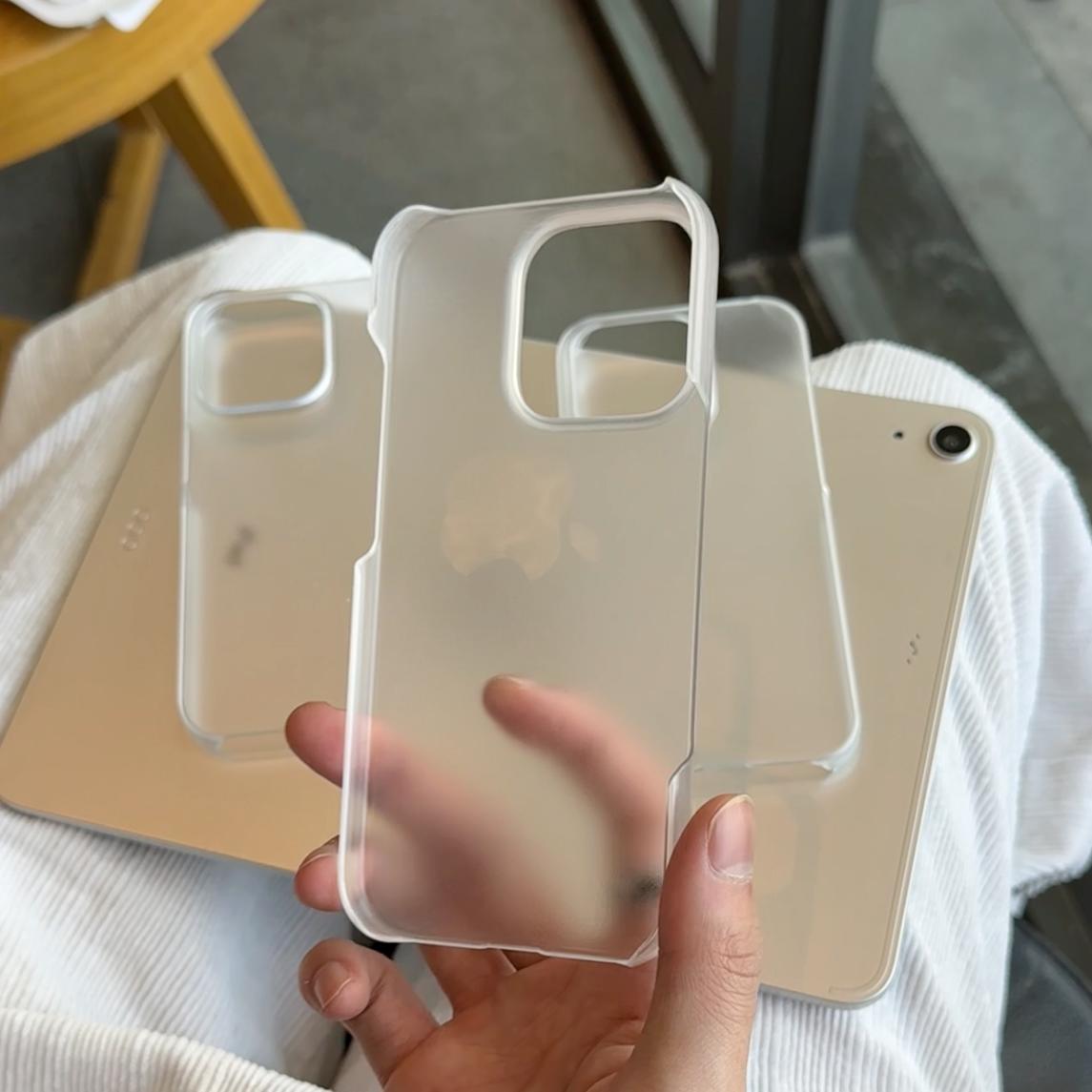 无边框超薄硬壳适用苹果16promax手机壳iphone14pro新款13pro极简12简约11保护套15promax裸机感14plus磨砂套