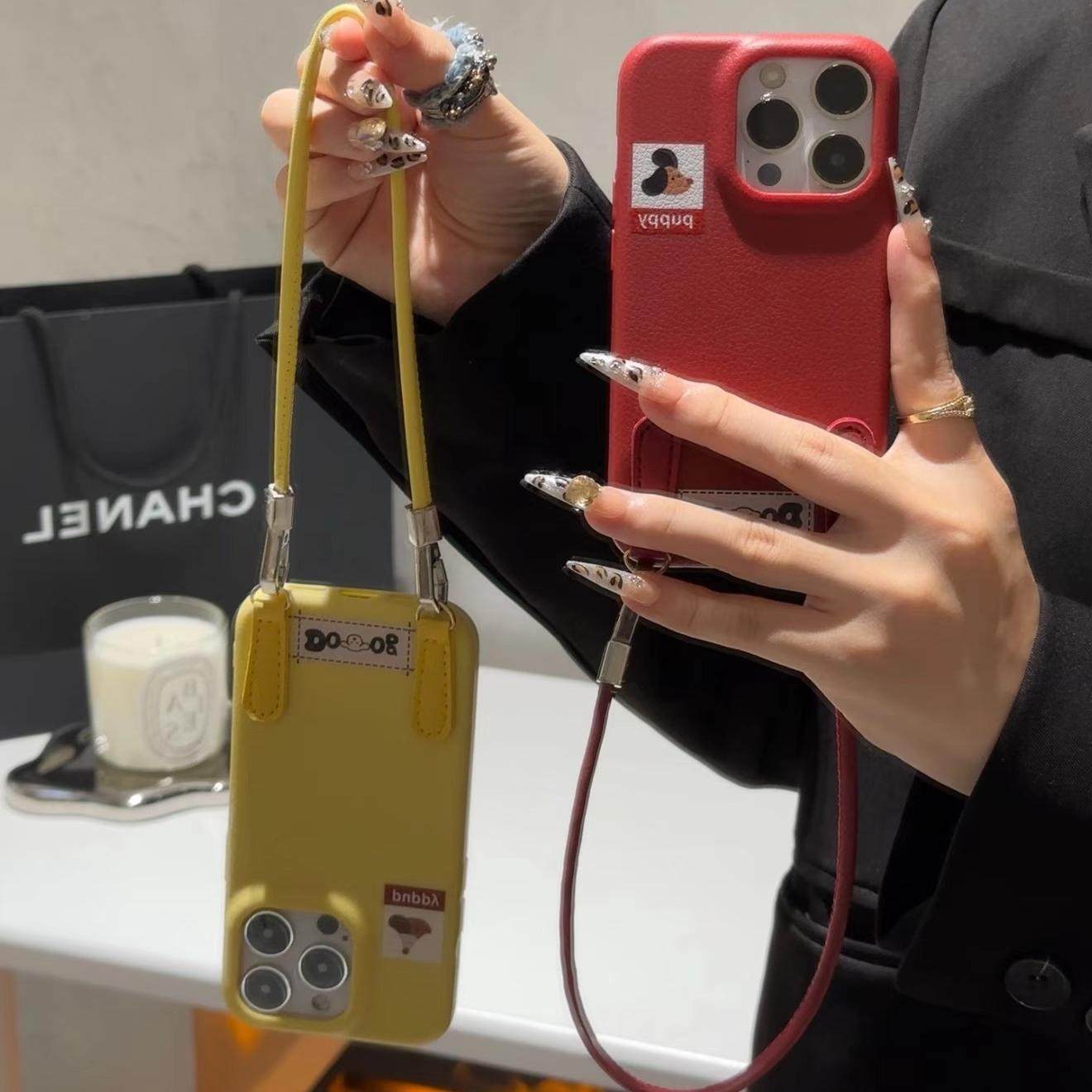 新款安哥拉腊肠狗手机壳小众挂绳