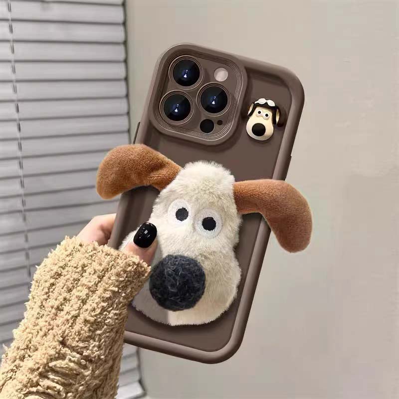 毛绒狗狗支架硅胶可爱创意防摔壳