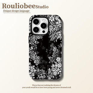 磨砂菲林繁花适用苹果16pro手机壳iphone15promax小众12华为mate60新款 p70暗黑风vivo小米14红米k70荣耀oppo