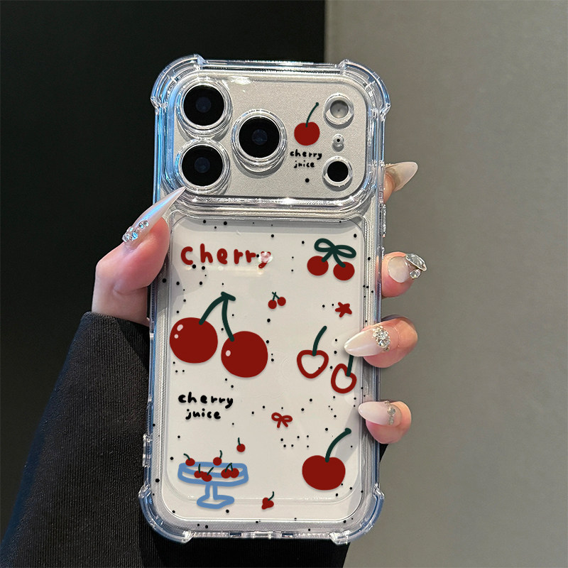 韩系樱桃适用iPhone16promax手机壳苹果13华为nova15新款p80小米17pro荣耀VIVOS50女14防摔OPPOfindx9红米k90