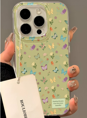 春绿蝴蝶适用iPhone16pro手机壳13苹果15promax清新12女11华为mate60新款p70文艺vivo小米14红米k80荣耀oppo