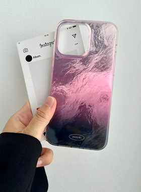 粉黑渐变适用苹果15promax手机壳iphone16/12个性mate60红米note13防摔小米14华为pura70荣耀200晕染vivoppo