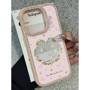 日韩可爱雪莉玫适用iPhone16promax新款手机壳14pro超火小众15promax高级少女心13透明12防摔壳11钻石保护套