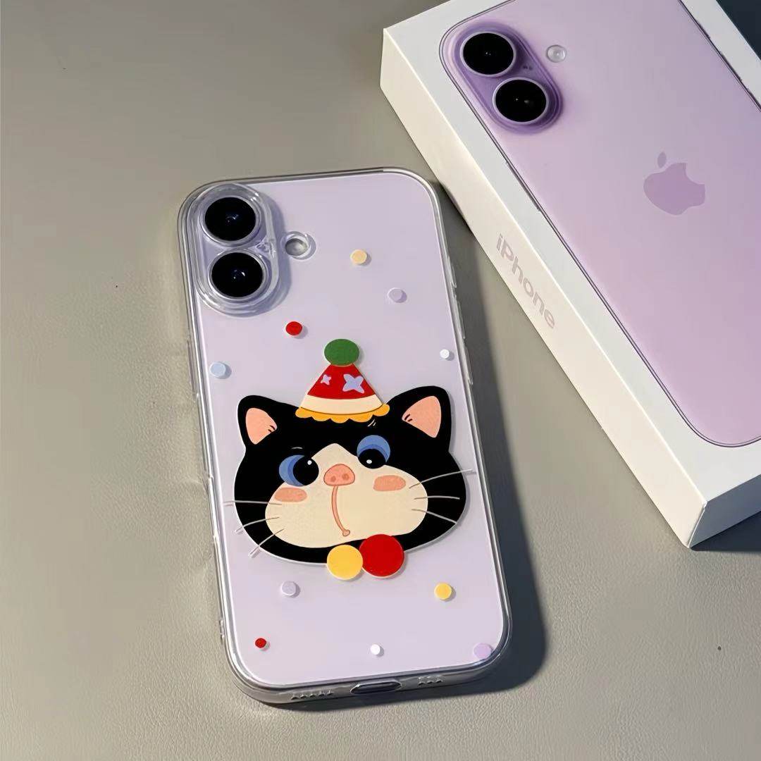 可爱帽子猫咪适用iphone16promax手机壳苹果17透明15华为mate70pro卡通vivo防摔oppo红米note14荣耀300小米14