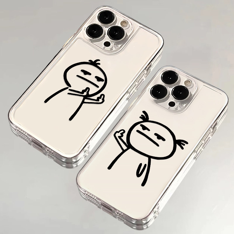 鄙视小人适用IPhone17promax手机壳15苹果16透明14华为p80童趣vivos30小米17防摔oppo全包壳13红米k90荣耀500