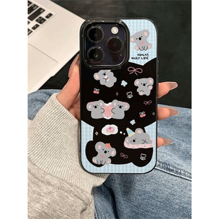 趣味考拉适用苹果15promax手机壳iphone14pro新款 13大孔亮黑12小众11保护套max全包防摔x硅胶xr软壳xsmax可爱