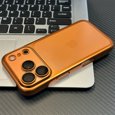 橙色电镀磨砂适用新款iphone17promax手机壳苹果13轻薄16全包自带镜头膜15plus散热防摔14高级感12情侣11PC套